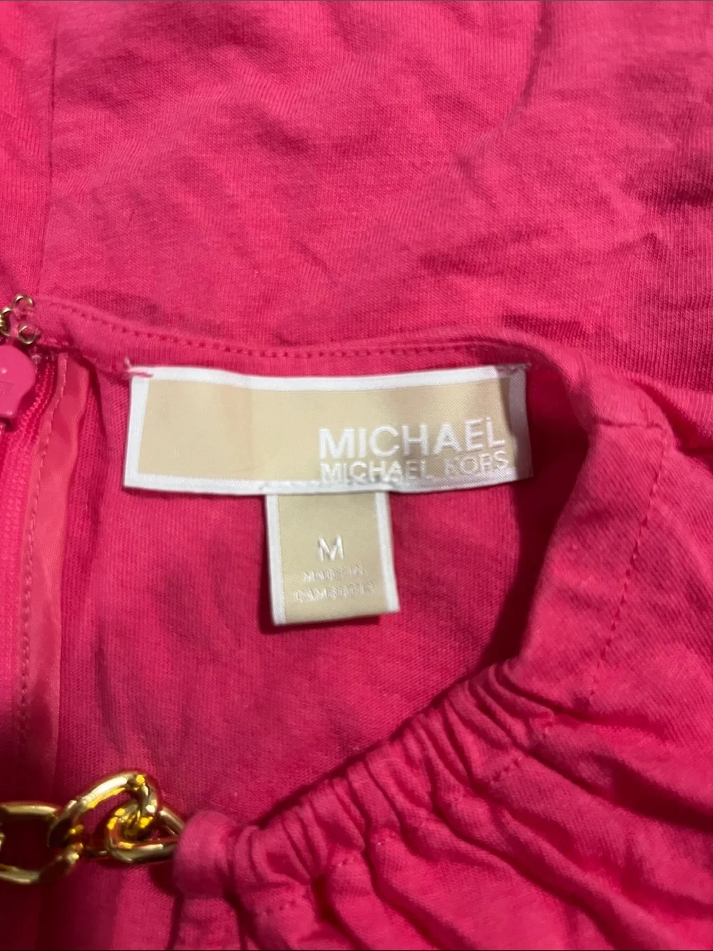 Michael Kors Fuchsia Sleeveless Tank with Gold Chain Accent